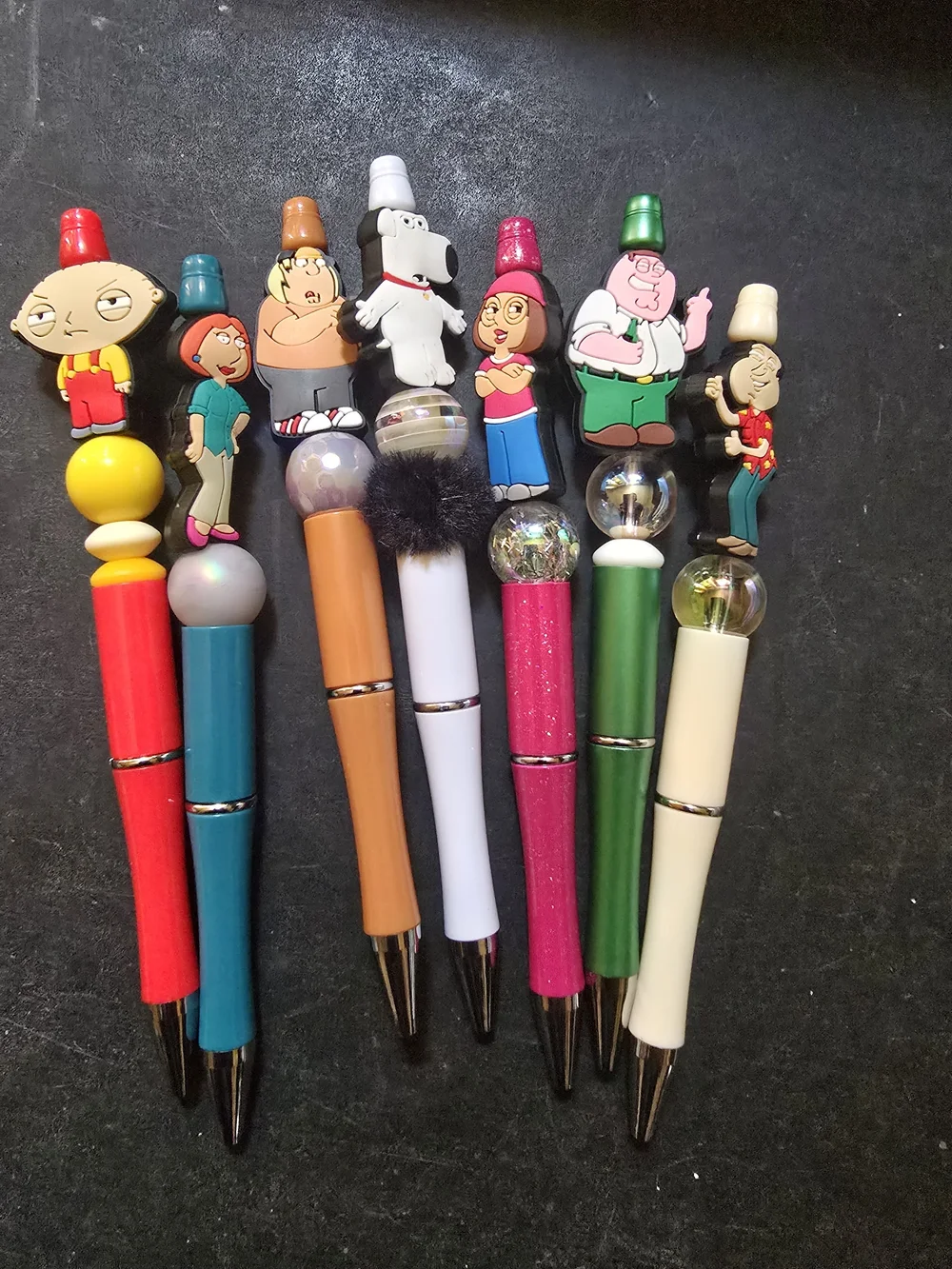 Pen Set Of (7) with Cartoon Character Focals